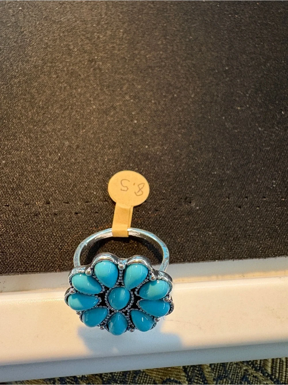 Turquoise Floral Statement Ring - Size 8.5